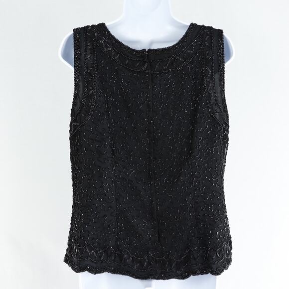 Stenay Vintage Silk Black Sleeveless Beaded Top Large - Picture 3 of 8